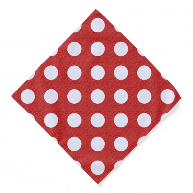 White Fractals Polka Dots Red Fractals Background Bandana (Front)
