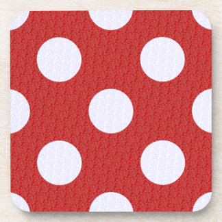 White Fractals Polka Dots Red Fractals Background Beverage Coaster