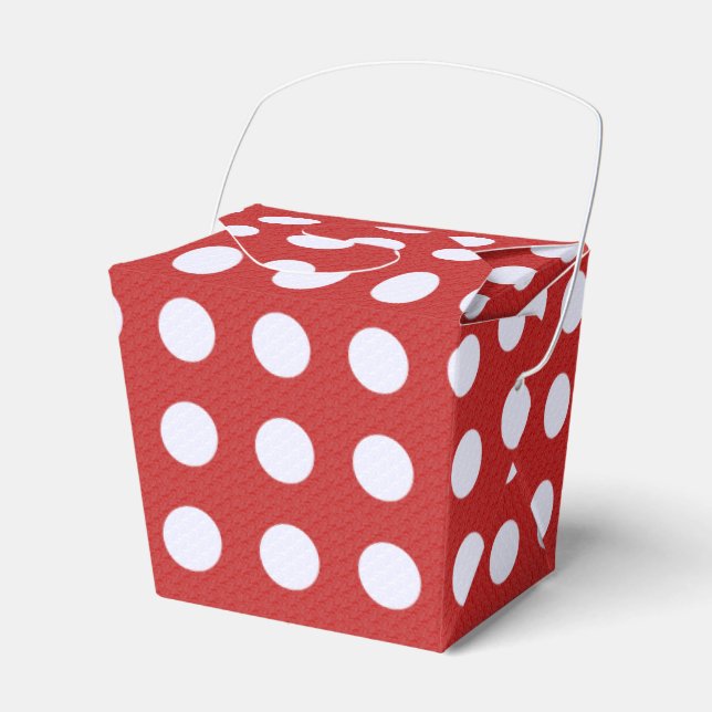 White Fractals Polka Dots Red Fractals Background Favor Boxes (Front Side)