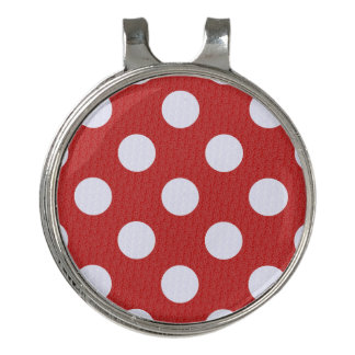 White Fractals Polka Dots Red Fractals Background Golf Hat Clip