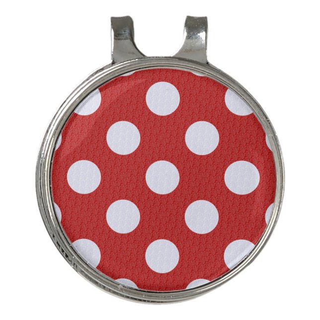 White Fractals Polka Dots Red Fractals Background Golf Hat Clip (Front)