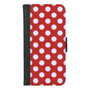 White Fractals Polka Dots Red Fractals Background iPhone 8/7 Wallet Case