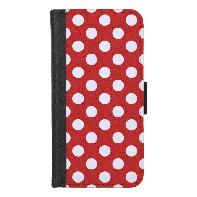 White Fractals Polka Dots Red Fractals Background iPhone Wallet Case (Front)