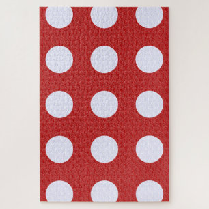 White Fractals Polka Dots Red Fractals Background Jigsaw Puzzle