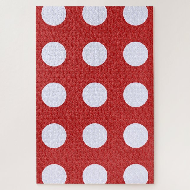 White Fractals Polka Dots Red Fractals Background Jigsaw Puzzle (Vertical)