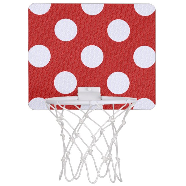 White Fractals Polka Dots Red Fractals Background Mini Basketball Hoop (Front)