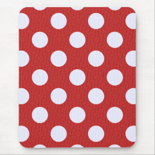 White Fractals Polka Dots Red Fractals Background Mouse Pad