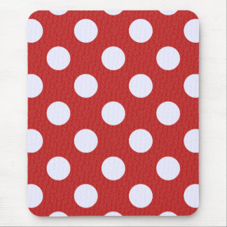 White Fractals Polka Dots Red Fractals Background Mouse Pad