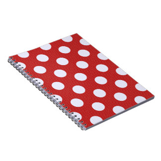 White Fractals Polka Dots Red Fractals Background Notebook
