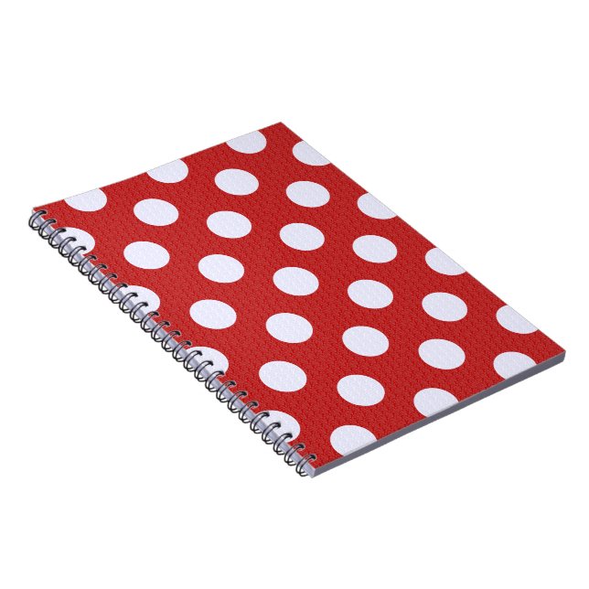 White Fractals Polka Dots Red Fractals Background Notebook (Right Side)