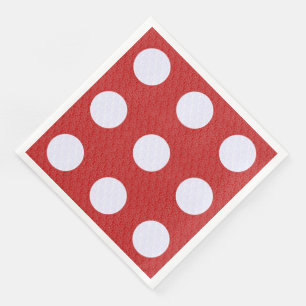 White Fractals Polka Dots Red Fractals Background Paper Dinner Napkins