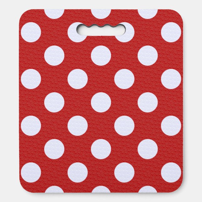 White Fractals Polka Dots Red Fractals Background Seat Cushion (Front Vertical)