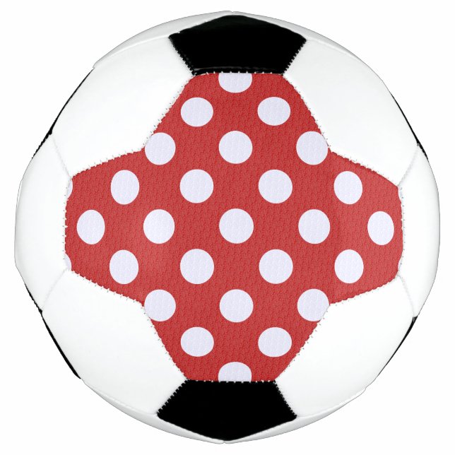 White Fractals Polka Dots Red Fractals Background Soccer Ball (Front)