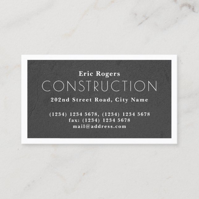 White frame faux concrete look business card (Front)