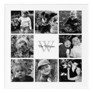 White Frame Monogrammed Photo Collage Acrylic Print