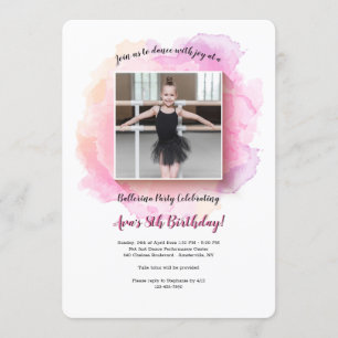 White Frame Watercolor Birthday Invitation