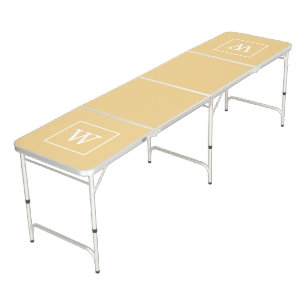 White Framed Initial Monogram Beer Pong Table