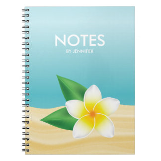 White Frangipani Flower With Personalizable Title Notebook