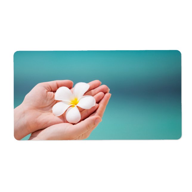 White frangipani flowers label (Front)