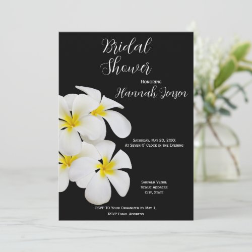 White Frangipani Flowers Tropical Floral Bridal Invitation
