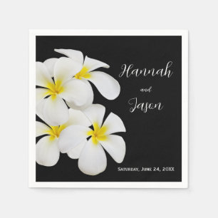 White Frangipani Flowers, Tropical, Floral Wedding Napkins