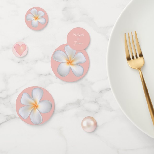 White Frangipani Plumeria Flowers & Pearl Wedding Confetti (Group)