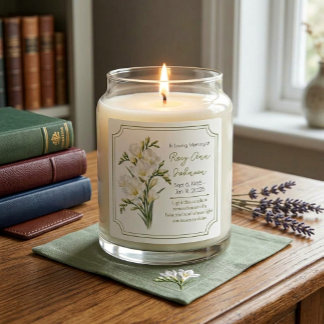 White Freesia Funeral Memorial Candle Square Sticker