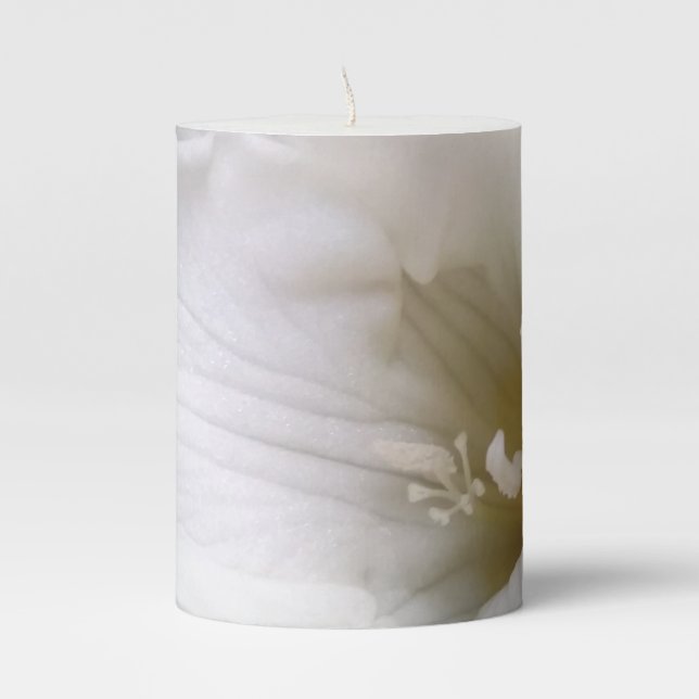 white freesia pillar candle (Front)