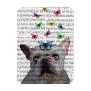 White French Bulldog and Butterflies Magnet