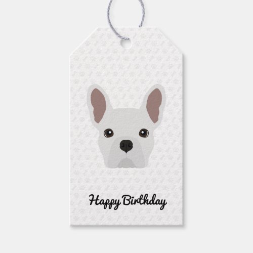 White French Bulldog Birthday Gift Tags