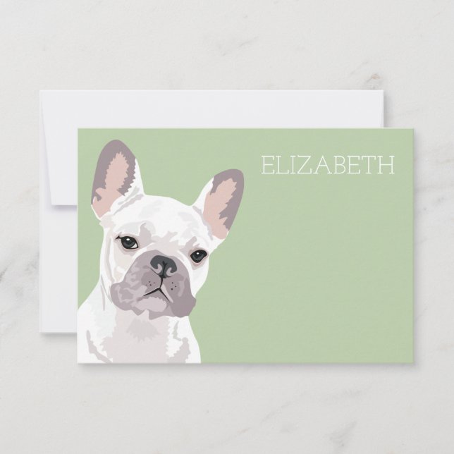 White French Bulldog Cute Frenchie Note Card (Front)