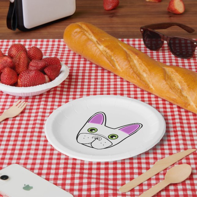 White French Bulldog Face Paper Plates (Picnic)