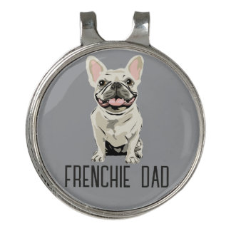 White French Bulldog, Frenchie Dad Golf Hat Clip