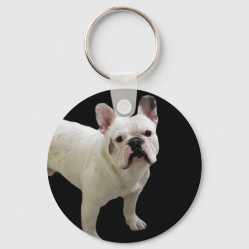 White French Bulldog keychain