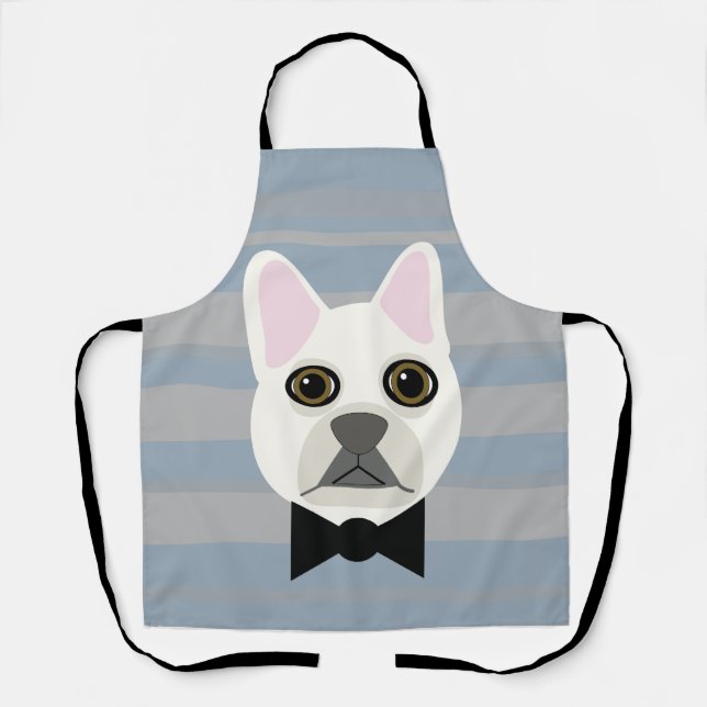 White French Bulldog, Stripes Apron (Front)