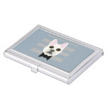 White French Bulldog, Stripes Business Card Case