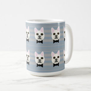 White French Bulldog, Stripes Coffee Mug