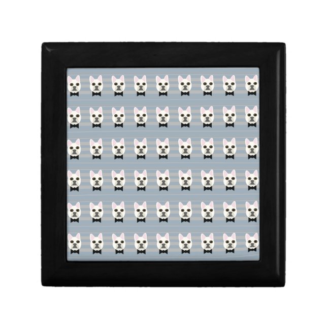 White French Bulldog, Stripes Gift Box (Front)