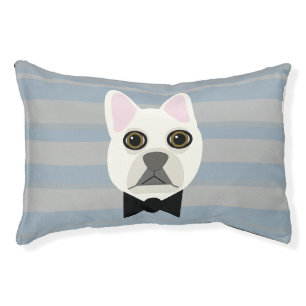 White French Bulldog, Stripes Pet Bed