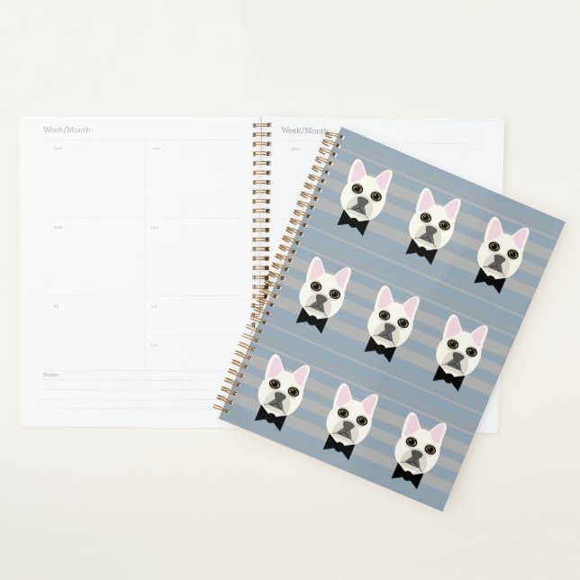 White French Bulldog, Stripes Planner (Display)