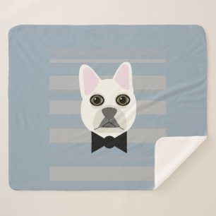 White French Bulldog, Stripes Sherpa Blanket