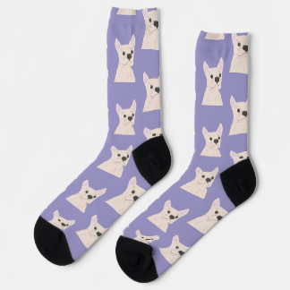 White French Bulldog, Stripes Socks