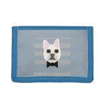 White French Bulldog, Stripes Trifold Wallet