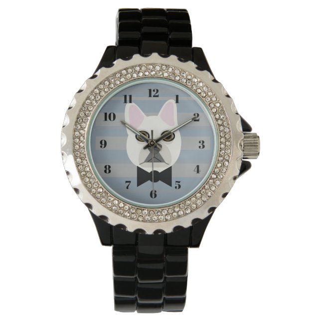 White French Bulldog, Stripes Watch (Front)
