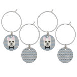 White French Bulldog, Stripes Wine Charm