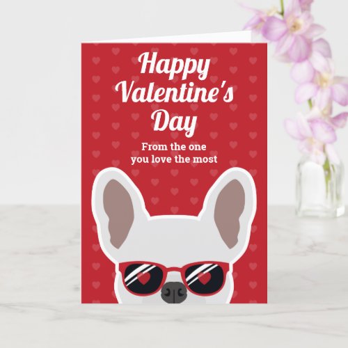 White French Bulldog Valentines Day Card