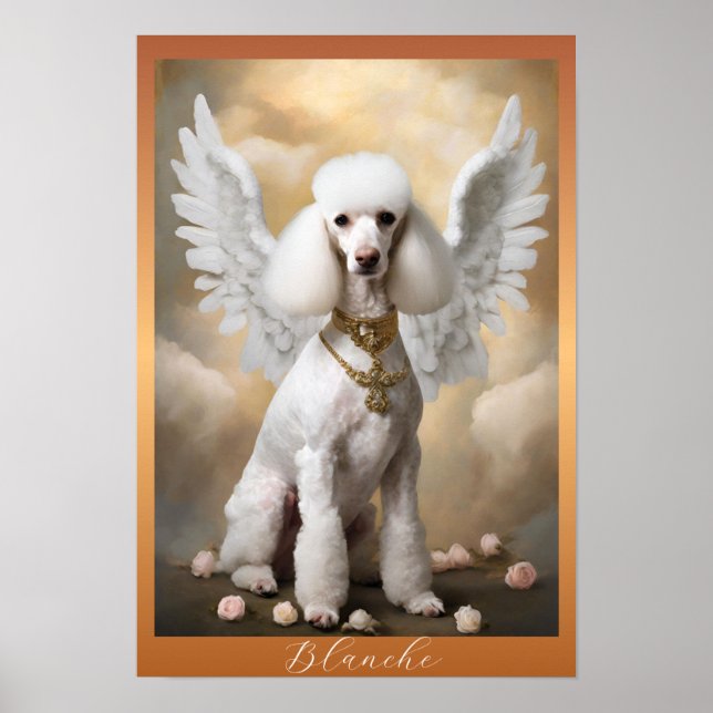 White French Poodle Classical Art Portrait Poster (Front)