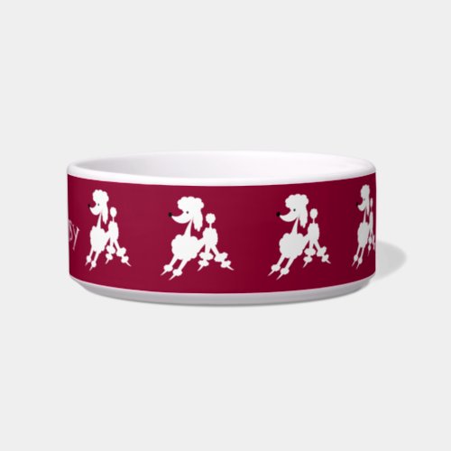 White French Poodles Customizable Name Bowl