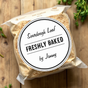 White Freshly Baked By Classic Round Sticker