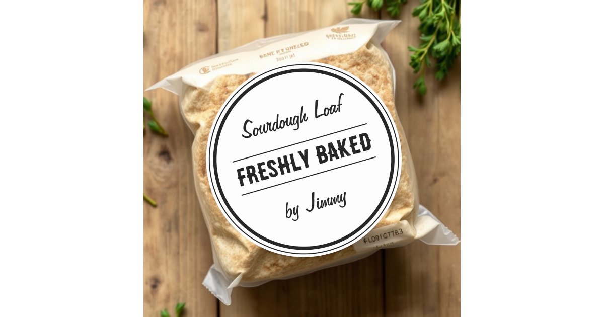 White | Freshly Baked By Classic Round Sticker | Zazzle